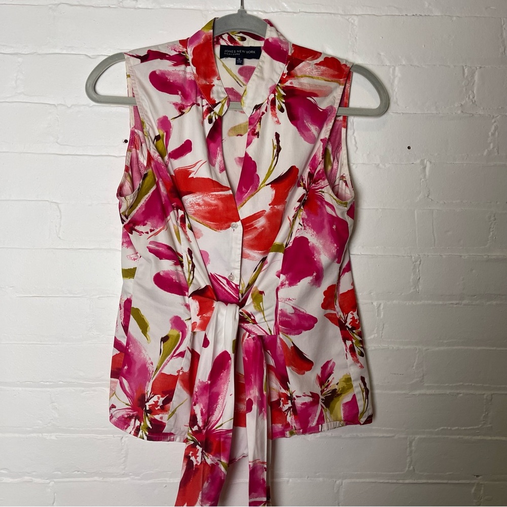 Floral Sleeveless Button Down